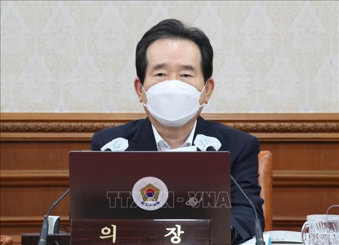 Trong ảnh: Thủ tướng Hàn Quốc Chung Sye-kyun phát biểu trong cuộc họp nội các tại Seoul, Hàn Quốc, ngày 15/9/2020. Ảnh: Yonhap/ TTXVN