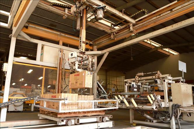 Trong ảnh: Nhiều khâu sản xuất tại Công ty cổ phần Prime Đại Việt sử dụng robot công nghiệp, tự động hóa hiện đại. Ảnh: Hoàng Hùng - TTXVN