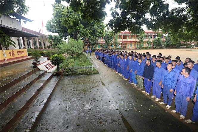 Trong ảnh: Các học viên cai nghiện tập trung tại cơ sở. Ảnh: Anh Tuấn – TTXVN