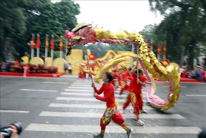 Trong ảnh: Màn Múa rồng tại Liên hoan.Ảnh: Anh Tuấn - TTXVN