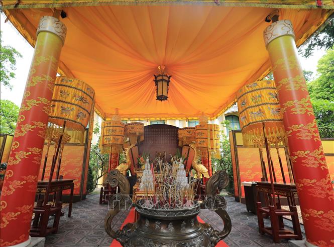 Trong ảnh: Điện Kính Thiên là di tích trung tâm, quan trọng bậc nhất, nơi cử hành các nghi lễ long trọng nhất của triều đình, nơi đón tiếp sứ giả nước ngoài và là nơi thiết triều bàn những việc quốc gia đại sự. Ảnh: TTXVN