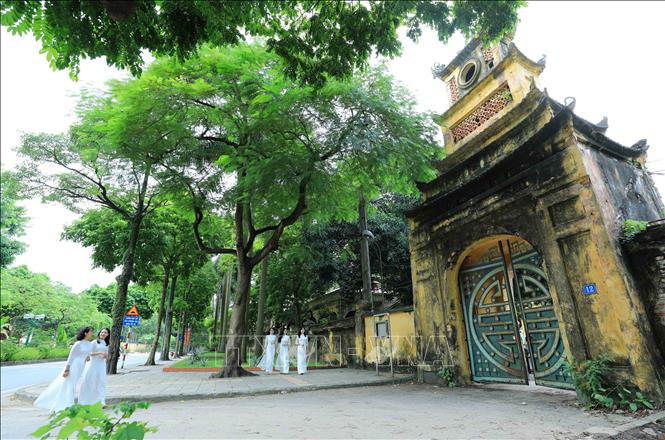 Trong ảnh: Cổng Hành cung nằm tại số 12 Nguyễn Tri Phương lối vào khu di tích Hoàng Thành Thăng Long. Ảnh: TTXVN