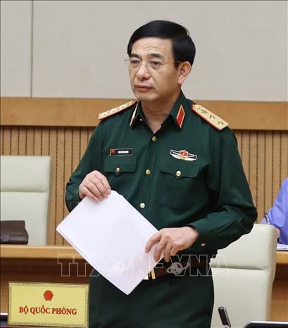 Trong ảnh: Thượng tướng Phan Văn Giang, Tổng tham mưu trưởng QĐND Việt Nam, Thứ trưởng Bộ Quốc phòng phát biểu. Ảnh: Thống Nhất - TTXVN

