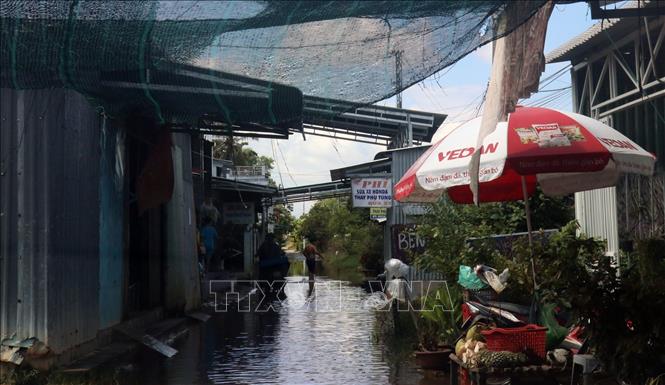 Trong ảnh: Đường giao thông nông thôn ở huyện Vĩnh Thuận (Kiên Giang) bị ngập nước. Ảnh: Lê Huy Hải - TTXVN