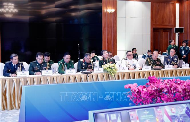 Photo: ASEAN defence attaches attend the meeting in Hanoi. VNA Photo: Dương Giang
