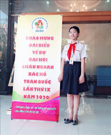 Trong ảnh: Em Võ Ngọc Gia Bảo, đại biểu sẽ dự Đại hội cháu ngoan Bác Hồ toàn quốc lần thứ IX, năm 2020. Ảnh: Hữu Chí-TTXVN