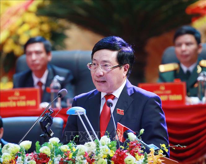 Đồng chí Phạm Bình Minh, Uỷ viên Bộ Chính trị, Phó Thủ tướng Chính phủ, Bộ trưởng Bộ Ngoại giao phát biểu chỉ đạo đại hội. Ảnh: Phương Hoa - TTXVN