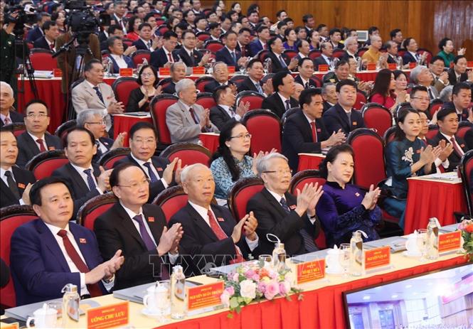 Trong ảnh: Chủ tịch Quốc hội Nguyễn Thị Kim Ngân và các đại biểu dự Đại hội. Ảnh: Trọng Đức - TTXVN