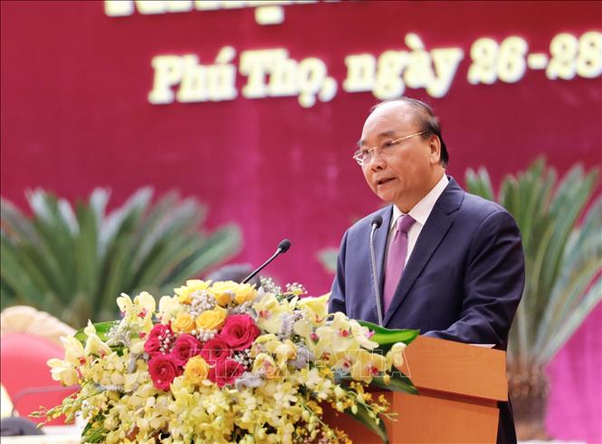 Trong ảnh: Thủ tướng Nguyễn Xuân Phúc phát biểu chỉ đạo Đại hội. Ảnh: Dương Giang - TTXVN