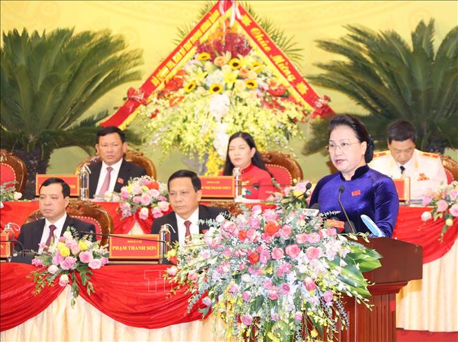 Trong ảnh: Chủ tịch Quốc hội Nguyễn Thị Kim Ngân phát biểu chỉ đạo tại Đại hội. Ảnh: Trọng Đức - TTXVN