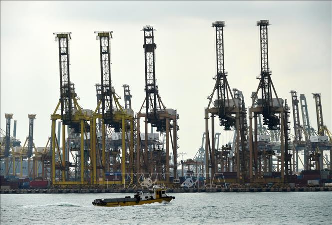Trong ảnh: Quang cảnh cảng hàng hóa Tanjong Pagar ở Singapore. Ảnh: AFP/ TTXVN