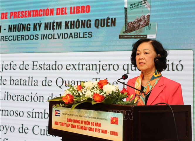Trong ảnh: Trưởng Ban Dân vận Trung ương Trương Thị Mai phát biểu tại buổi lễ. Ảnh: Thanh Tùng - TTXVN