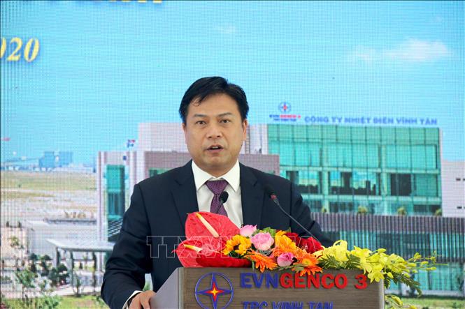 Trong ảnh: Ông Đinh Quốc Lâm, Chủ tịch Hội đồng quản trị Tổng Công ty Phát điện 3 phát biểu. Ảnh: Nguyễn Thanh - TTXVN