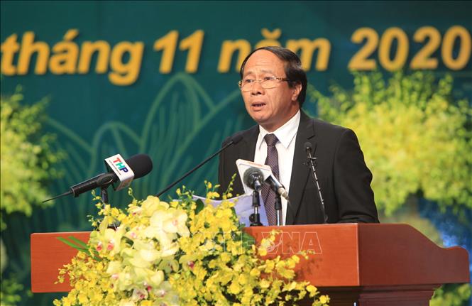 Trong ảnh: Bí thư Thành ủy, Chủ tịch Hội đồng nhân dân TP Hải Phòng Lê Văn Thành phát biểu tại đại hội. Ảnh: An Đăng - TTXVN