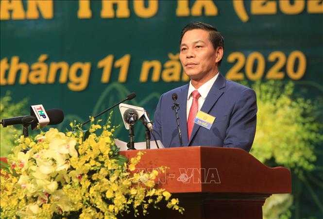 Trong ảnh: Chủ tịch Ủy ban nhân dân thành phố Hải Phòng Nguyễn Văn Tùng phát biểu tại đại hội. Ảnh: An Đăng - TTXVN