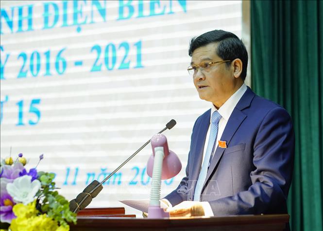 Trong ảnh: Ông Lò Văn Muôn, Chủ tịch HĐND tỉnh Điện Biên, phát biểu tại kỳ họp. Ảnh: Xuân Tư – TTXVN