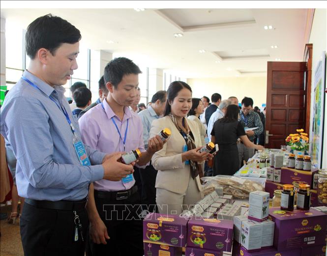 Trong ảnh: Đại biểu thăm quan gian trưng bày sản phẩm. Ảnh: Đồng Thúy-TTXVN