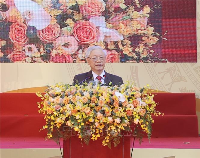 Trong ảnh: Tổng Bí thư, Chủ tịch nước Nguyễn Phú Trọng phát biểu tại Lễ kỷ niệm. Ảnh: Trí Dũng – TTXVN