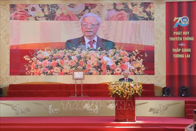 Trong ảnh: Tổng Bí thư, Chủ tịch nước Nguyễn Phú Trọng phát biểu tại Lễ kỷ niệm. Ảnh: Trí Dũng – TTXVN