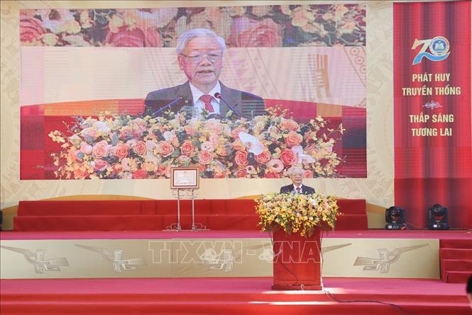 Trong ảnh: Tổng Bí thư, Chủ tịch nước Nguyễn Phú Trọng phát biểu tại Lễ kỷ niệm. Ảnh: Trí Dũng – TTXVN