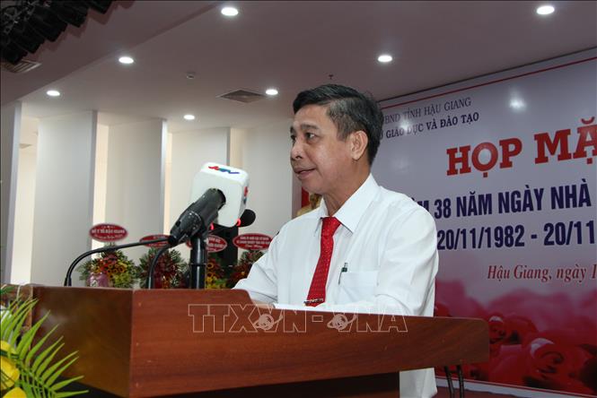 Trong ảnh: Ông Đồng Văn Thanh, Chủ tịch UBND tỉnh Hậu Giang phát biểu. Ảnh: Hồng Thái - TTXVN