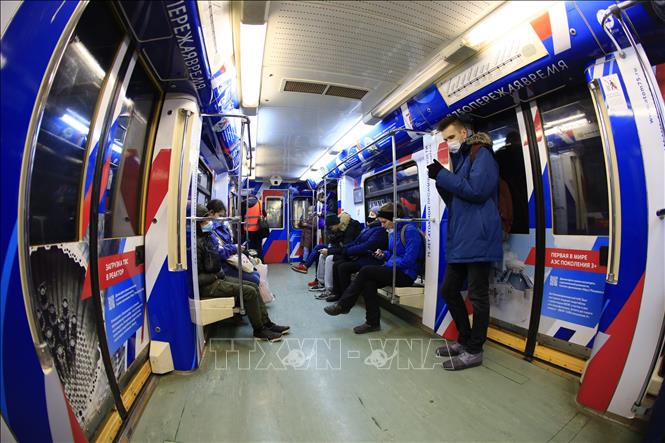 Trong ảnh: Hệ thống tàu điện ngầm Moskva phục vụ hơn 9 triệu lượt người đi lại mỗi ngày. Ảnh: Trần Hiếu - Pv TTXVN