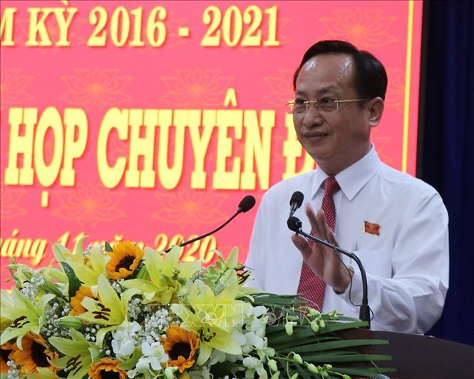 Trong ảnh: Ông Phạm Văn Thiều tân Chủ tịch UBND tỉnh Bạc Liêu, nhiệm kỳ 2016-2021. Ảnh: Huỳnh Sử- TTXVN