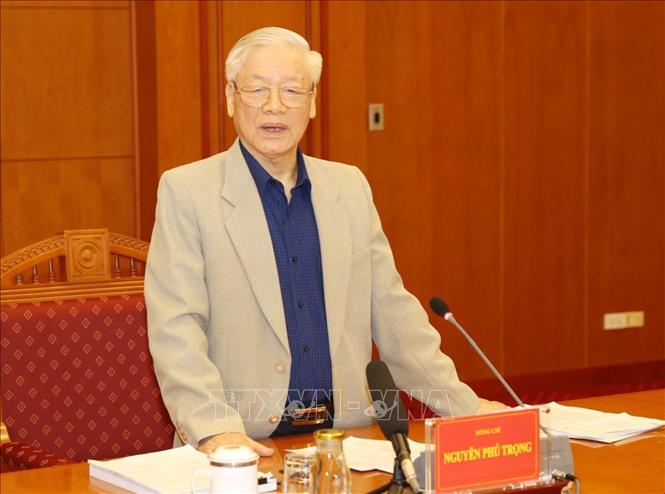 Tổng Bí thư, Chủ tịch nước Nguyễn Phú Trọng phát biểu kết luận cuộc họp. Ảnh: Trí Dũng – TTXVN