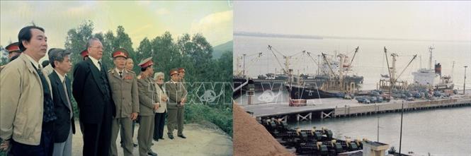 Trong ảnh: Chủ tịch nước Lê Đức Anh kiểm tra, thị sát khu vực cảng Đà Nẵng (1996). Ảnh: Cao Phong –TTXVN