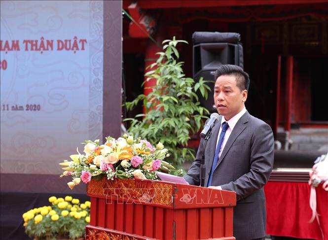 Trong ảnh: KTS. Phạm Vũ Hưng - Chủ tịch Quỹ giải thưởng Phạm Thận Duật phát biểu tại buổi lễ. Ảnh: Hoàng Hiếu - TTXVN