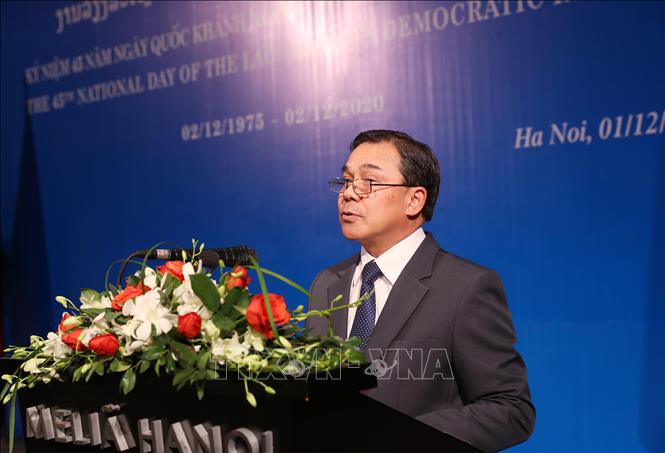 Photo: Lao Ambassador to Vietnam Sengphet Houngboungnuang speaks at the event. VNA Photo: Lâm Khánh