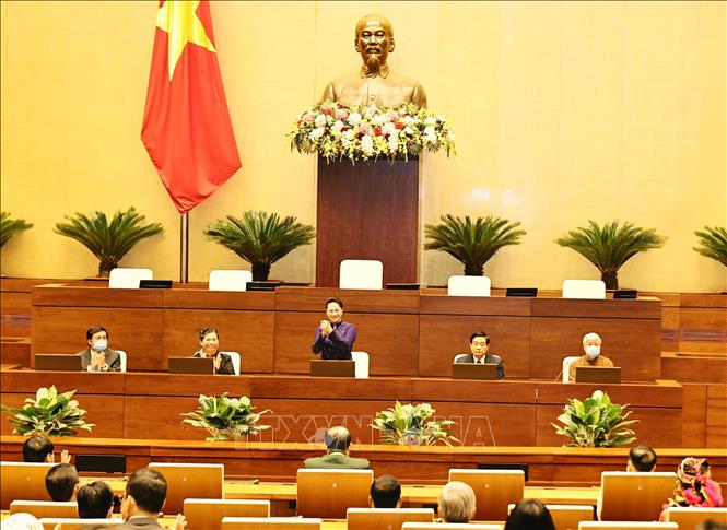 Photo: Chairwoman of the National Assembly Nguyen Thi Kim Ngan during the meeting. VNA Photo: Trọng Đức