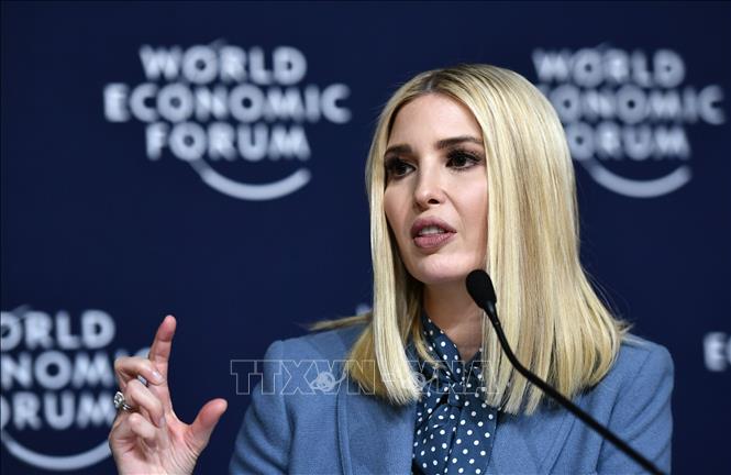 Trong ảnh (tư liệu): Con gái đồng thời là cố vấn cấp cao của Tổng thống Mỹ Donald Trump, bà Ivanka Trump phát biểu tại Diễn đàn kinh tế thế giới ở Davos, Thụy Sĩ ngày 22/1/2020. Ảnh: AFP/TTXVN