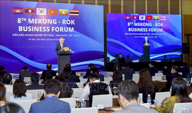 Thứ trưởng Ngoại giao Hàn Quốc Lee Tae-ho phát biểu khai mạc Diễn đàn Doanh nghiệp Mekong - Hàn Quốc lần thứ 8. Ảnh: TTXVN