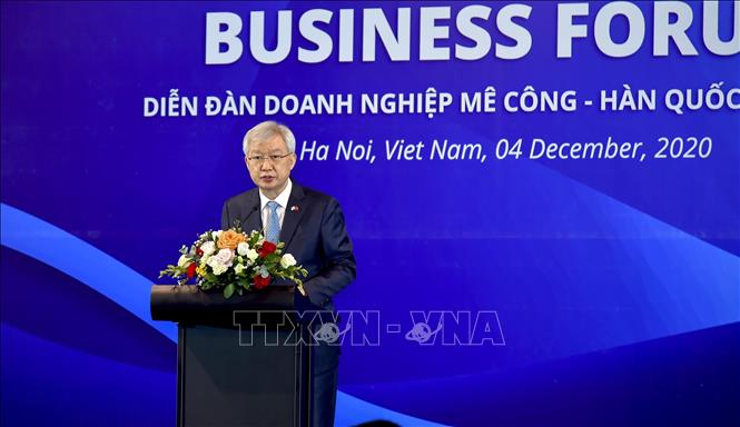 Thứ trưởng Ngoại giao Hàn Quốc Lee Tae-ho phát biểu khai mạc Diễn đàn Doanh nghiệp Mekong - Hàn Quốc lần thứ 8. Ảnh: TTXVN