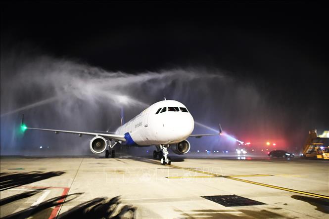 Trong ảnh: Tàu bay đầu tiên trong đội bay của Vietravel Airlines là mẫu Airbus A321CEO có sức chứa 220 ghế cùng thiết kế cabine cung cấp chỗ ngồi rộng rãi, đảm bảo sự thoải mái cho hành khách. Ảnh: TTXVN phát