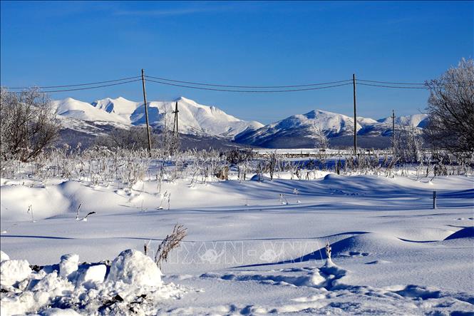 Trong ảnh: Khung cảnh ấn tượng của làng quê Kamchatka trong mùa đông lạnh giá. Ảnh: Trần Hiếu - PV TTXVN tại Nga