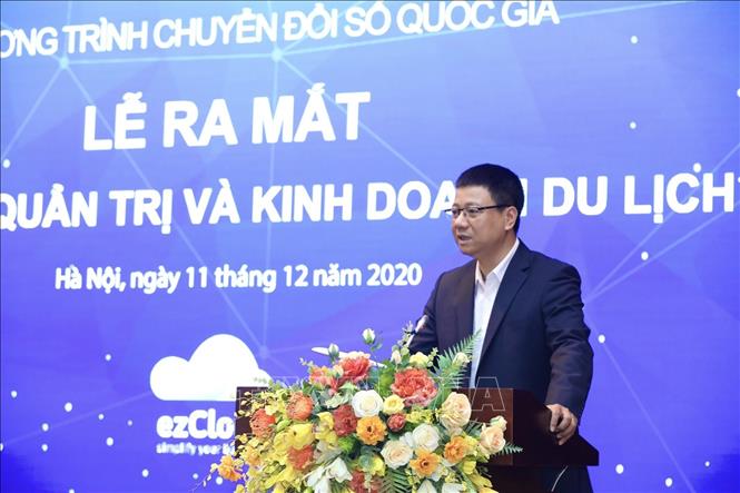 Trong ảnh: Ông Đỗ Công Anh, Cục phó Cục Tin học hoá (Bộ Thông tin và Truyền thông) phát biểu. Ảnh: Minh Quyết - TTXVN