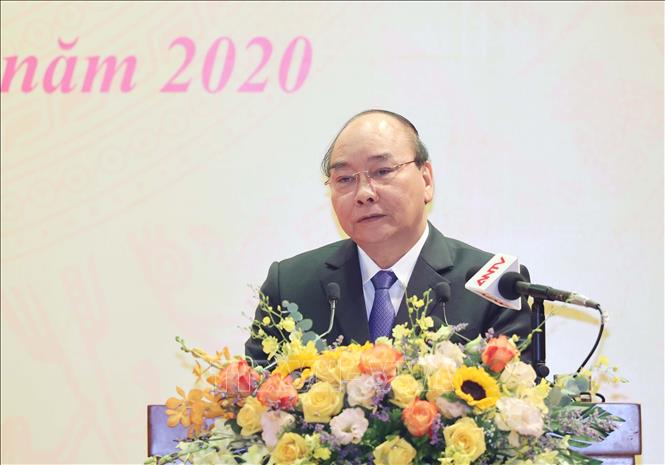 Thủ tướng Nguyễn Xuân Phúc, Chủ tịch Hội đồng Thi đua – Khen thưởng Trung ương phát biểu. Ảnh: Thống Nhất – TTXVN

