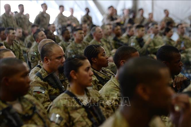 Trong ảnh (tư liệu): Binh sĩ Mỹ tại căn cứ không quân Bagram ở tỉnh Parwan, Afghanistan. Ảnh: AFP/ TTXVN