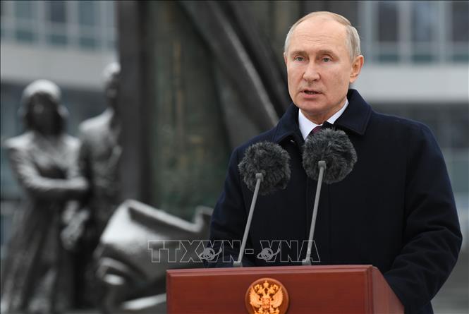 Trong ảnh: Tổng thống Nga Vladimir Putin phát biểu tại trụ sở Tổng cục Tình báo Ngoài nước (SVR) ở thủ đô Moskva ngày 20/12/2020. Ảnh: AFP/TTXVN