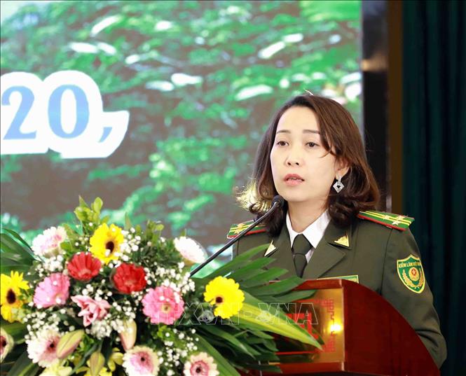 Trong ảnh: Đại diện Chi Cục Kiểm lâm (Sở NN&PTNT tỉnh Bình Định) phát biểu tham luận tại Hội nghị. Ảnh: Vũ Sinh - TTXVN