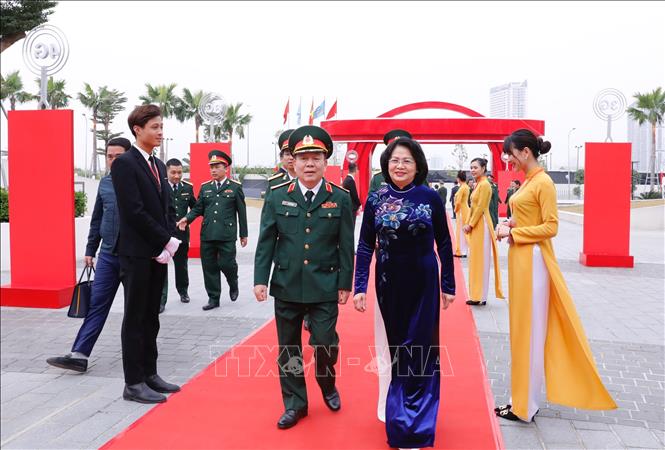 Trong ảnh: Phó Chủ tịch nước Đặng Thị Ngọc Thịnh đến dự buổi lễ. Ảnh: Dương Giang - TTXVN