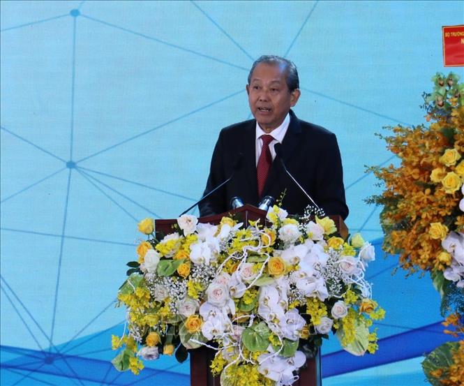Trong ảnh: Phó Thủ tướng Thường trực Chính phủ Trương Hòa Bình phát biểu tại hội nghị xúc tiến đầu tư Bình Phước. Ảnh: Sỹ Tuyên – TTXVN
