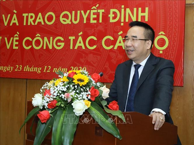 Trong ảnh: Đồng chí Nguyễn Văn Doanh phát biểu tại buổi lễ nhận Quyết định. Ảnh: Văn Điệp – TTXVN