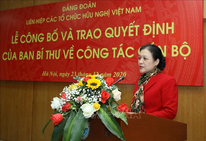 Trong ảnh: Bí thư Đảng đoàn, Chủ tịch Liên hiệp các tổ chức hữu nghị Việt Nam Nguyễn Phương Nga phát biểu. Ảnh: Văn Điệp - TTXVN