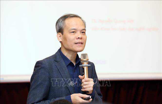 Trong ảnh: Ông Nguyễn Quang Việt, Viện Khoa học Giáo dục nghề nghiệp phát biểu tại Hội thảo. Ảnh: Anh Tuấn – TTXVN