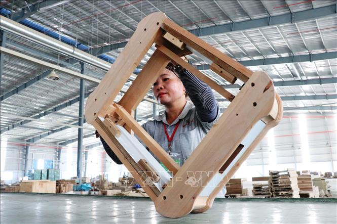 Trong ảnh: Xuất khẩu lâm sản năm 2020 tăng ấn tượng, xuất siêu kỷ lục trên 10 tỷ USD. Ảnh: TTXVN