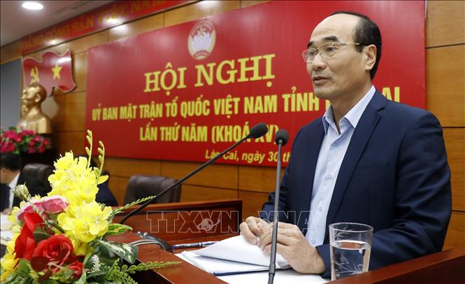 Trong ảnh: Đồng chí Vũ Xuân Cường, Phó Bí thư Thường trực Tỉnh ủy Lào Cai phát biểu chỉ đạo hội nghị. Ảnh: Quốc Khánh - TTXVN