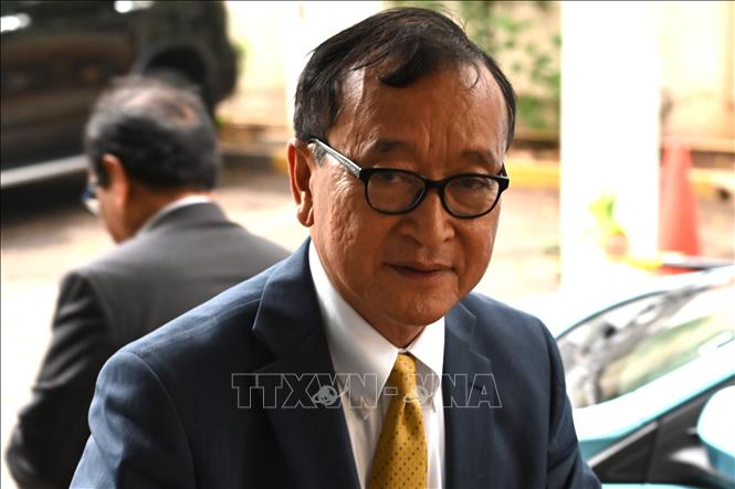 Trong ảnh (tư liệu): Ông Sam Rainsy tại Jakarta, Indonesia ngày 14/11/2019. Ảnh: AFP/TTXVN